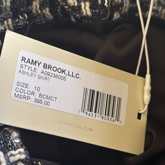 Ramy Brook Belted Tweed Mini Skirt Black Combo NWT 10 - Picture 7 of 11